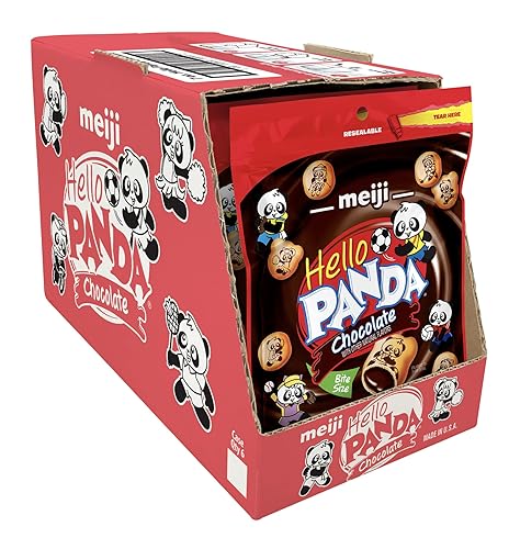 Meiji Hello Panda Galletas relleno de crema de caramelo 7 onzas paquete de 6 galletas de tamaño mordida con divertidos Panda Sports