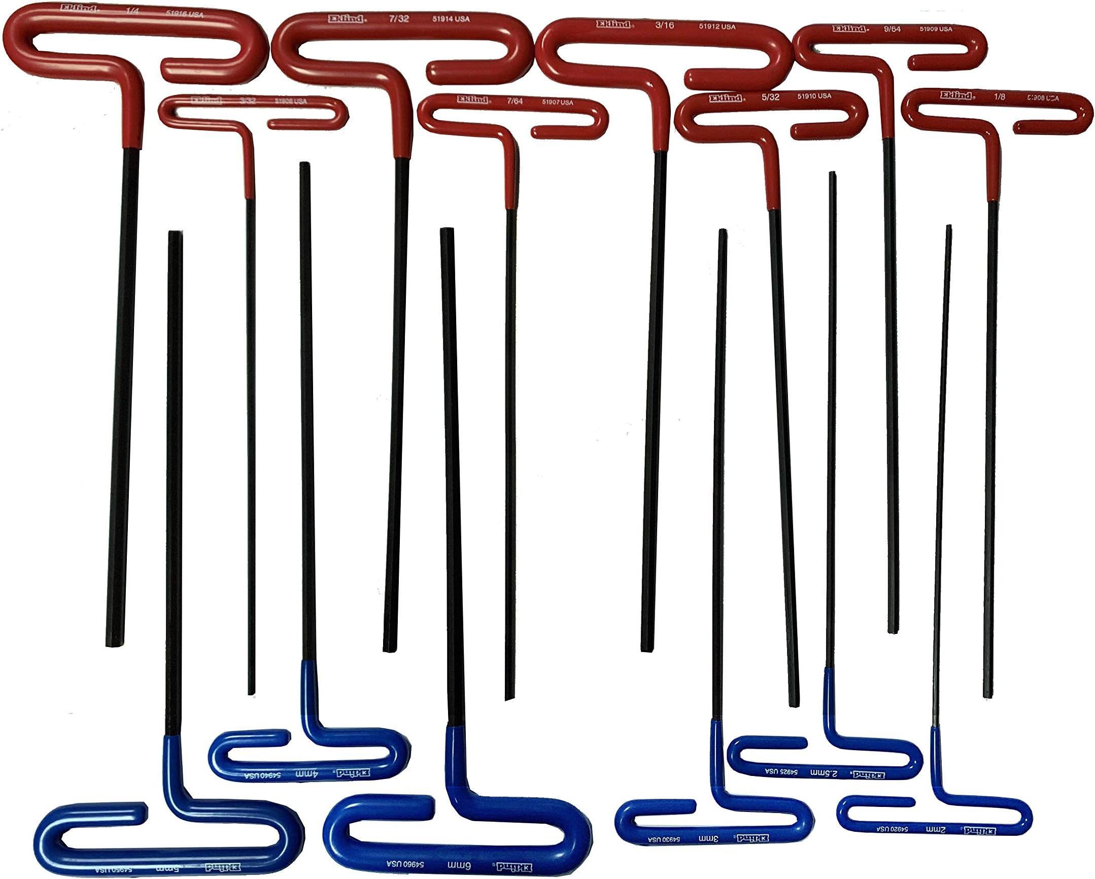 Eklind 8Pc Inch,Cush Grip Hex T-Key Set,9 Inch Arm,Multi,50914