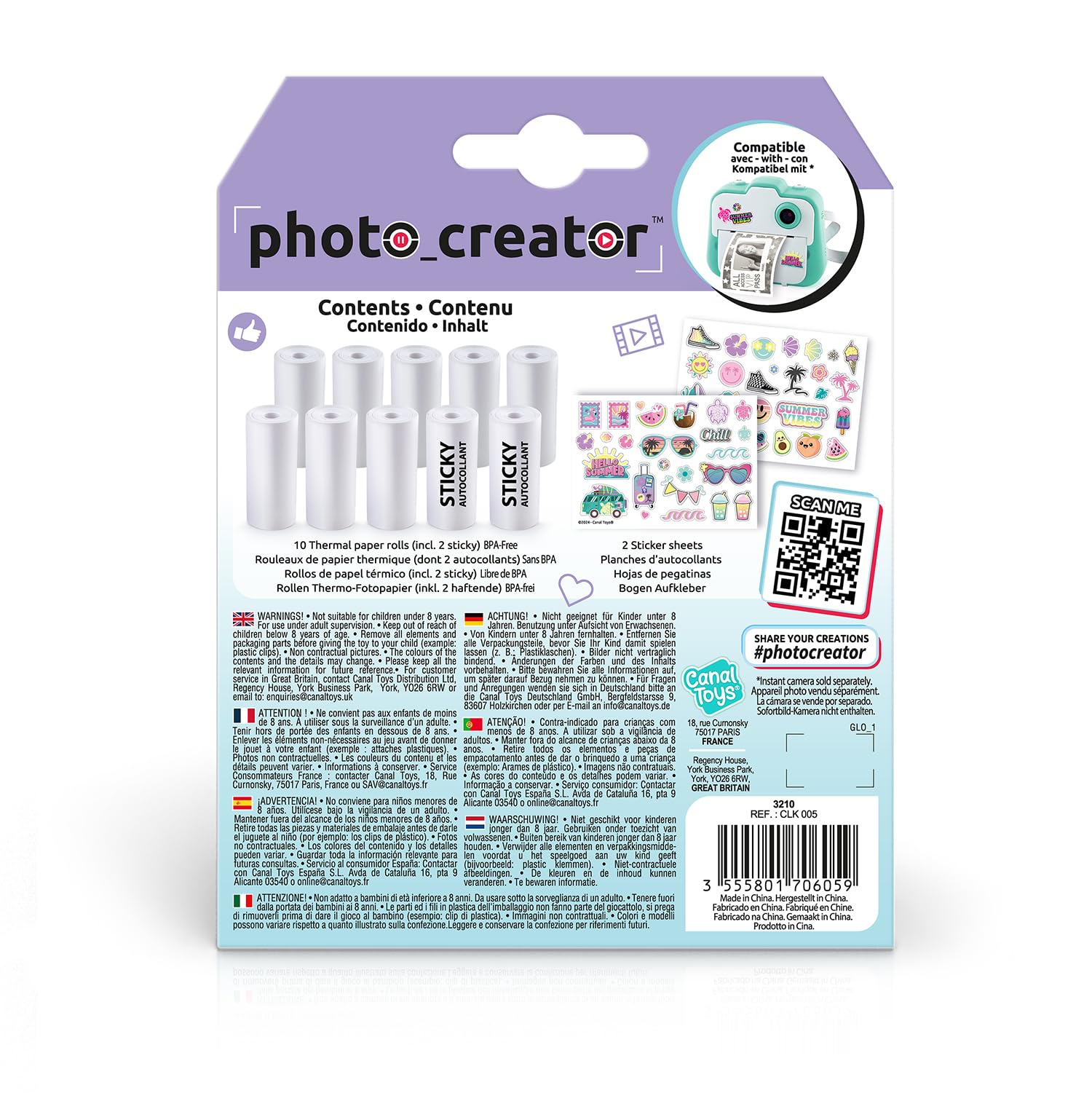 Canal Toys Photo Creator Recharge 10 Rouleaux Papier Impression 700 Photos CLK 005