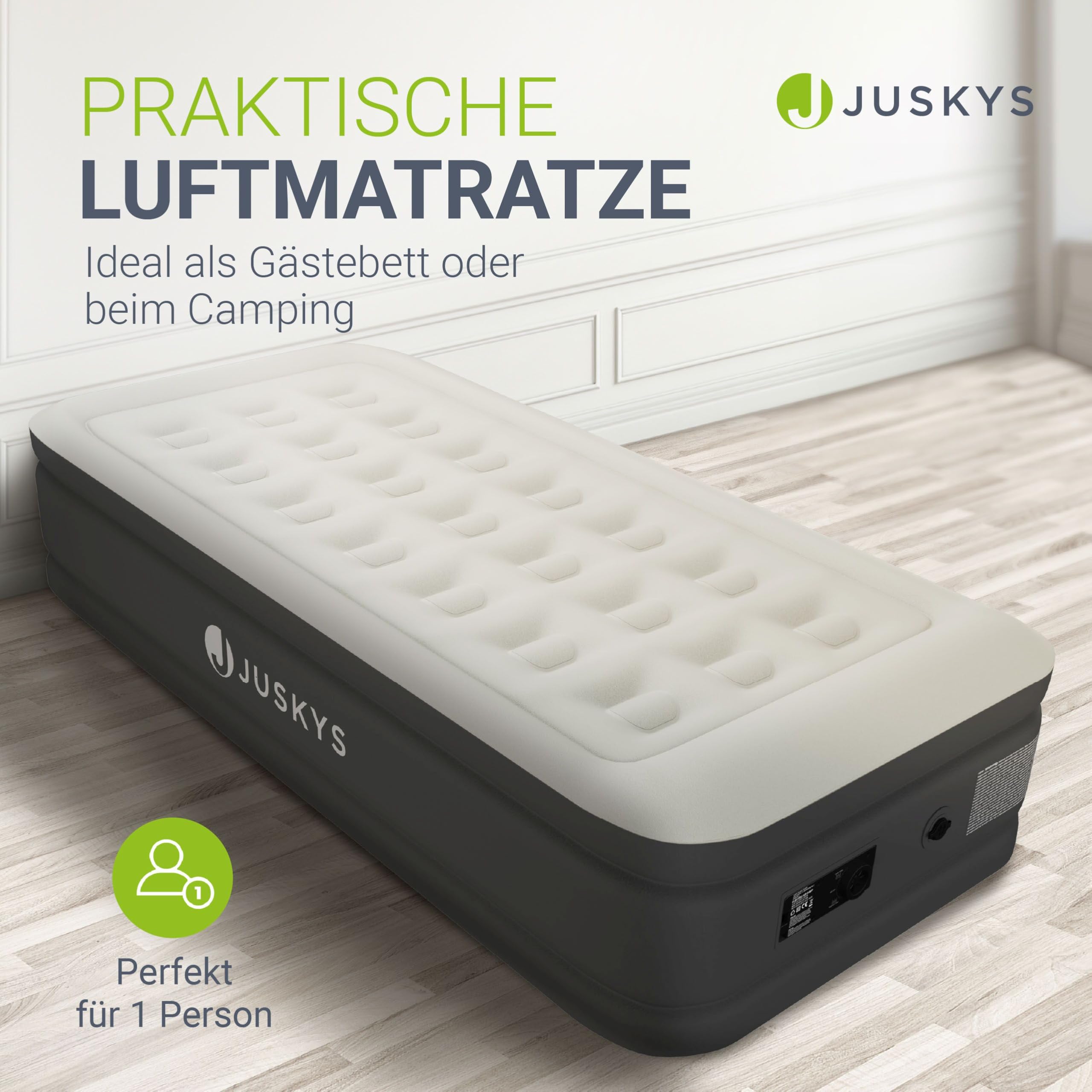 Juskys Luftbett Sapri M 191x91x44 cm Antrhazit Luftmatratze Selbstaufblasend mit integrierter Pumpe Gästebett