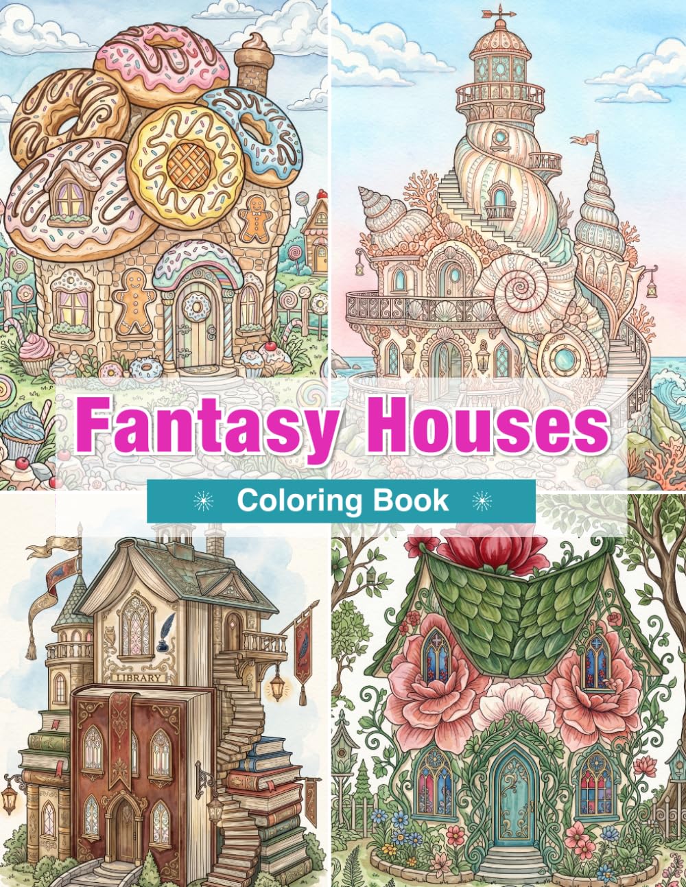 Cozy Fantasy Houses Coloring Book: Fantasy Homes, Magical Cottages, Fairy Tale Houses, and Enchanted Worlds for Adults