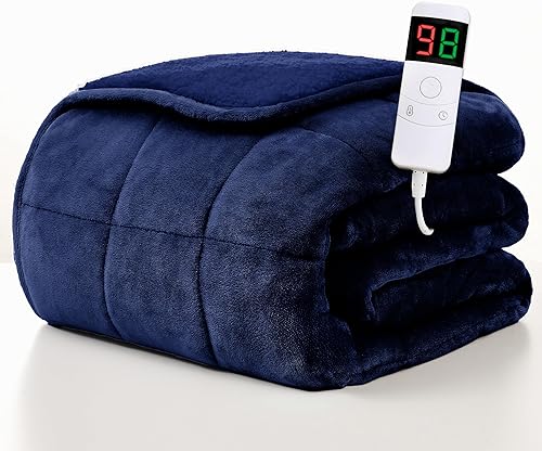 Vista 207 de Homemate Manta térmica eléctrica de 50 x 60 pulgadas, manta térmica de 1/2/4/6/8 horas de apagado automático, 10 niveles de calor, protección contra