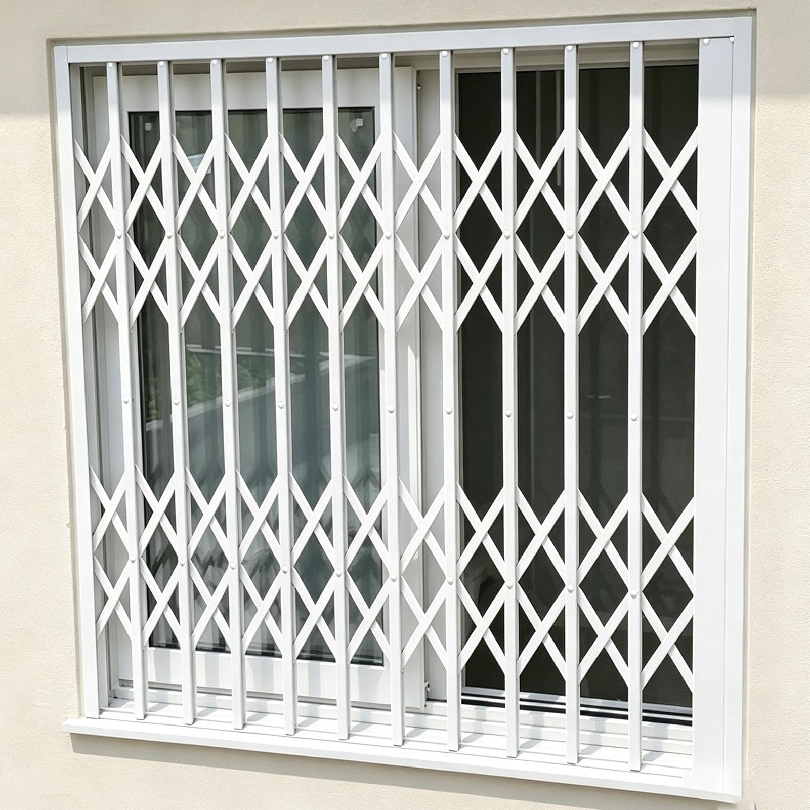 Inferriate per Finestre Griglia di Sicurezza a Fisarmonica Bianca