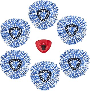 6 Pack Spin Mop Replacement Head 1 Rotating Mop BaseRinse Clean Mop Refills Compatible with O Cedar EasyWring RinseClean 2 Tank Bucket System 360 °Microfiber Replacement Mop Head for Floor Cleaning