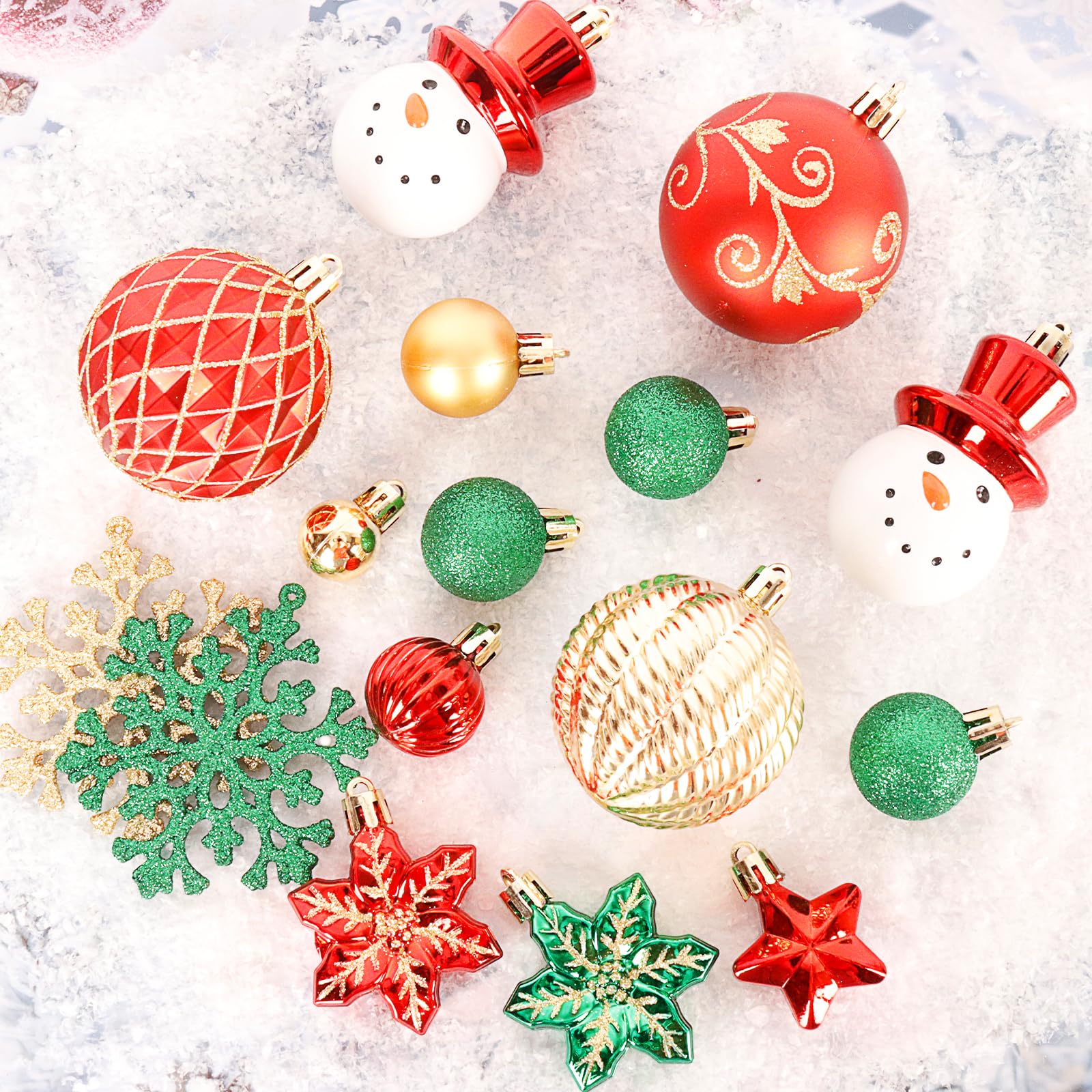 YONTINY 70Pcs Christmas Tree Baubles, Christmas Tree Ornaments Decorations Set Red Gold and Green - Image 4
