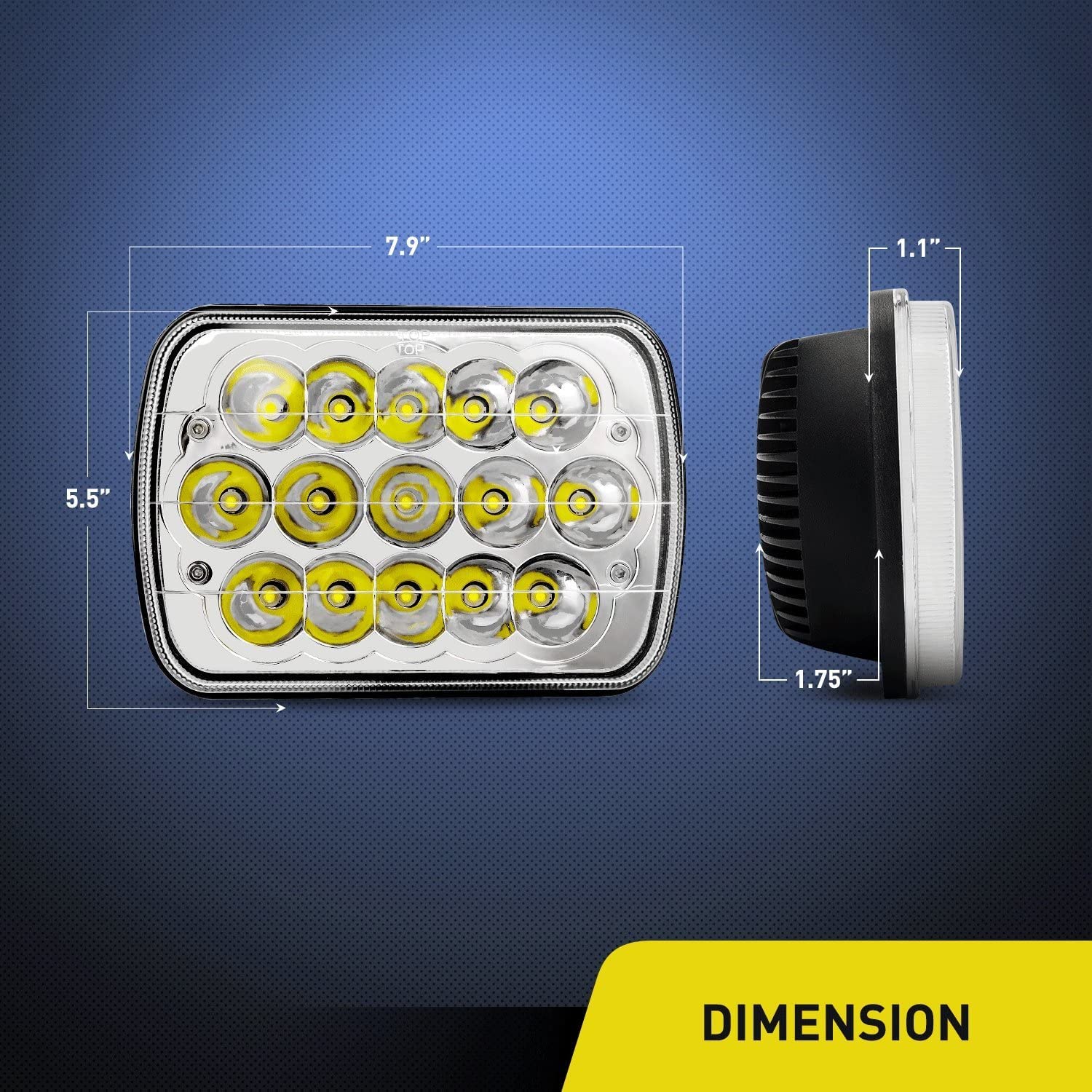 Nilight - 20015H LED Headlights 2Pcs 45w 7x6 5x7 Rectangular Hi/Lo LED Sealed Beam H6054 6053 6052 5054 Headlamp Replacement for Jeep Wrangler YJ XJ MJ Chevy