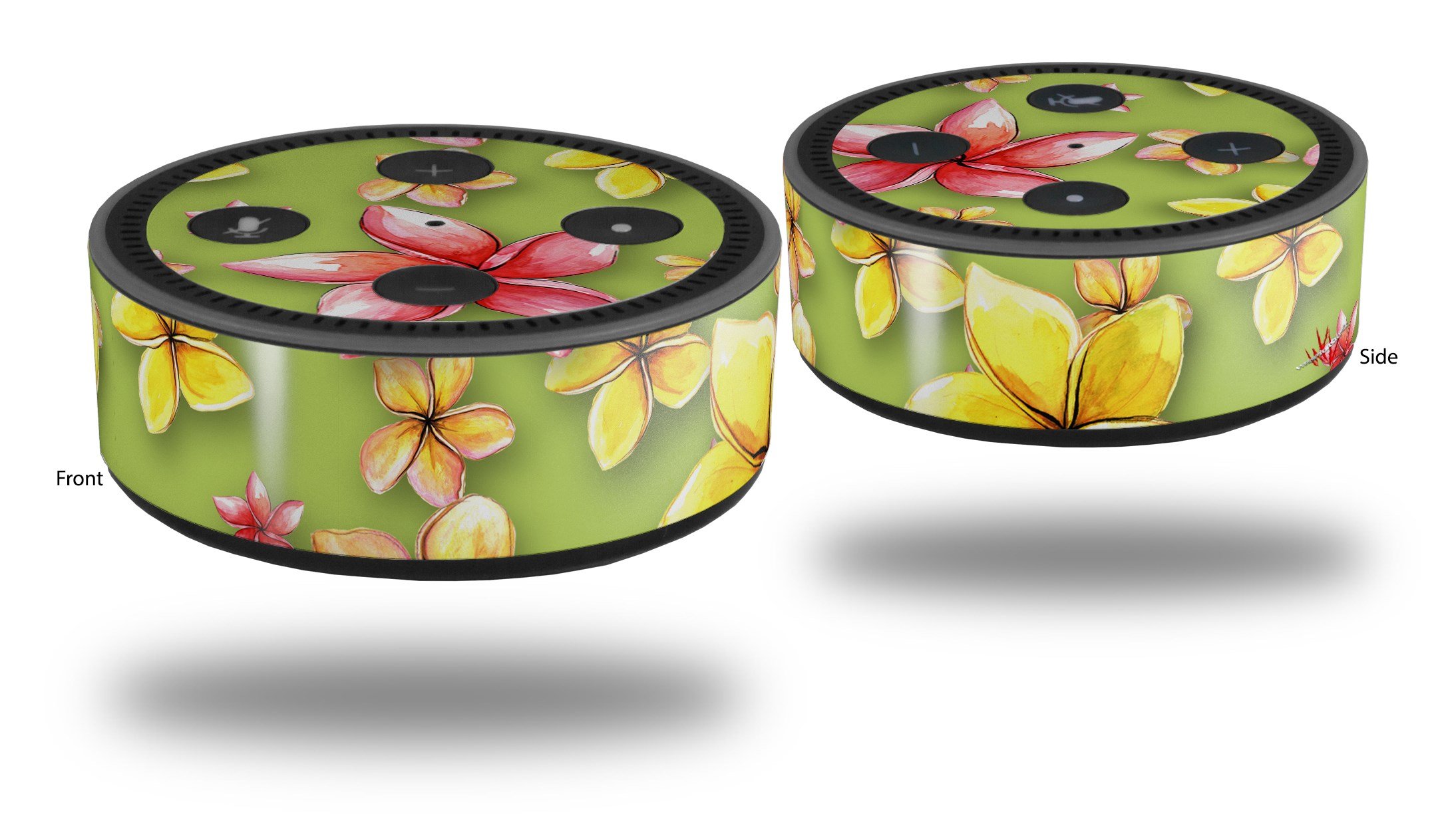 Skin Wrap Decal Set 2 Pack for Amazon Echo Dot 2 - Beach Flowers Sage Green (2nd Generation ONLY - Echo NOT Included)