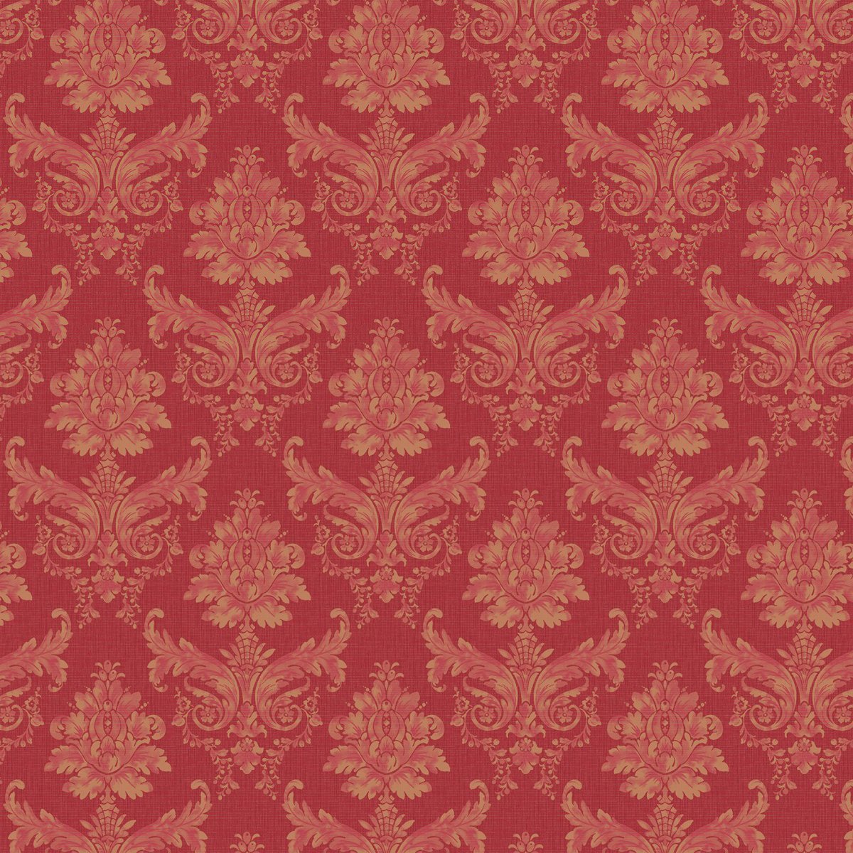 MyTinyWorld Dolls House Miniature Light Red on Red Leaf Damask Wallpaper