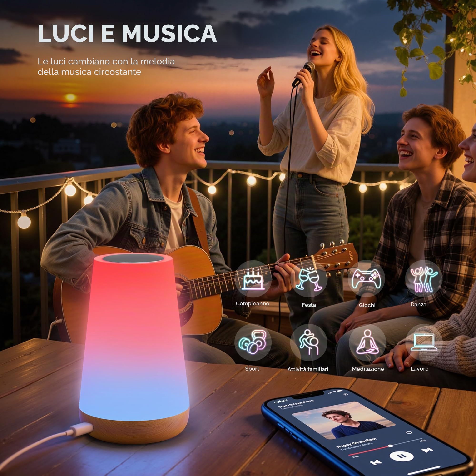 Auxmir Lampada da Comodino Smart, Lampada da Tavolo Compatibile con Apple Homekit, Alexa e Google Home, Luce Notturna Wifi Vocale e Touch, LED Dimmerabile 256 Colori RGB, Lampada Comodino Intelligente