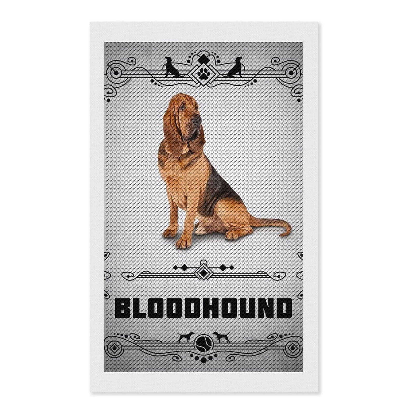 Junmoney Bloodhound Diamond Art Kit 12"x20", for Beginners, Vintage Style Decor, Good for Quiet Evenings, Festive Craft Gift