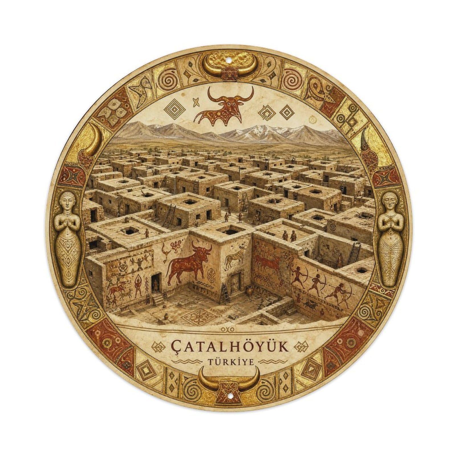 Catalhoyuk Turkey Ancient Settlement Manuscript Metal Tin Sign