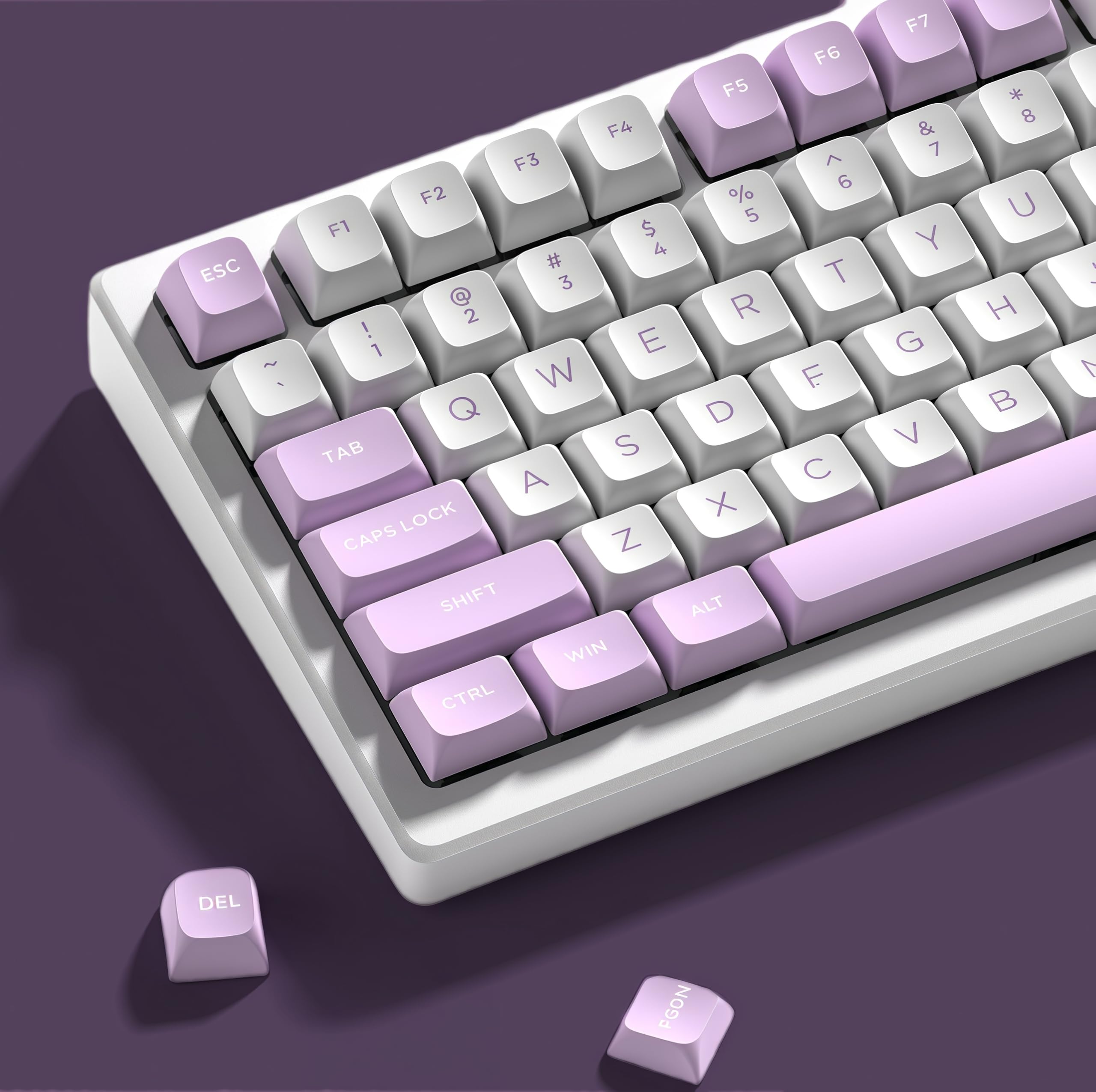 dagaladoo XVX 189-Key Double Shot PBT Keycaps, XVX Profile for Cherry/Gateron MX Switches, 60%/65%/75%/100% Mechanical Keyboards, White/Purple