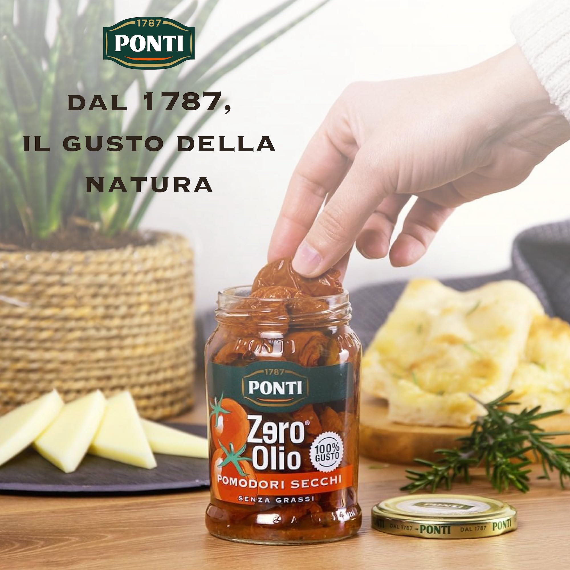 Ponti, Pomodori Secchi Zero Olio, Pomodorini Secchi Privi di Olio e Senza Grassi, Ideali come Aperitivo o Antipasto, Ottimi anche come Contorno, 100% Made in Italy, 12 Barattoli da 300 g