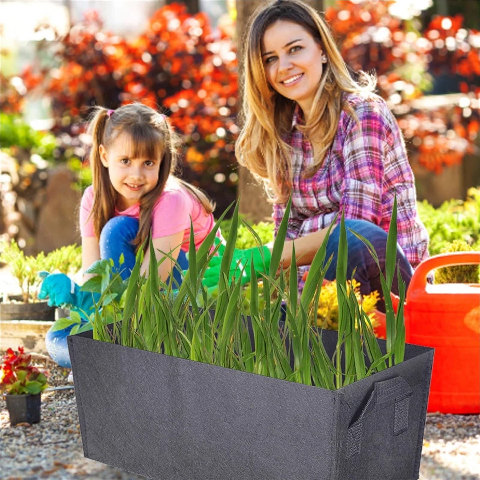 Bolsas De Siembra Bolsas de Cultivo de Plantas con 2 Asas, contenedor de plantación de Tela no Tejida Rectangular, Bolsa de Cultivo for Maceta de vivero para Papas，Tomates，Fresas(80x25x25cm)