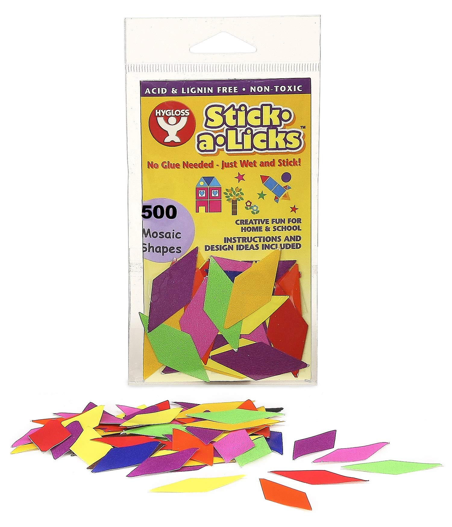Hygloss Products Stick-A-Licks for Arts & Crafts-Classroom Activities-Fun for Kids-Diamond Shapes-Assorted Colors-Size 1.8” -500 Pcs