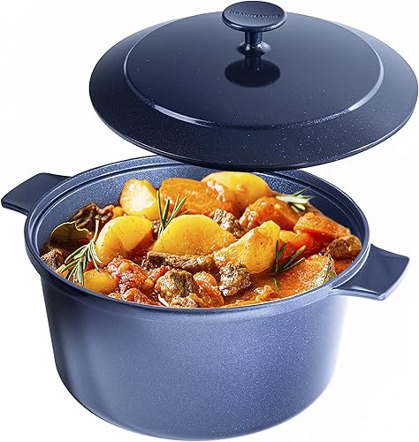 Granitestone Olla holandesa ligera de 3.5 libras con tapa, horno holandés antiadherente de 6.5 cuartos de galón para hornear pan, horno holandés