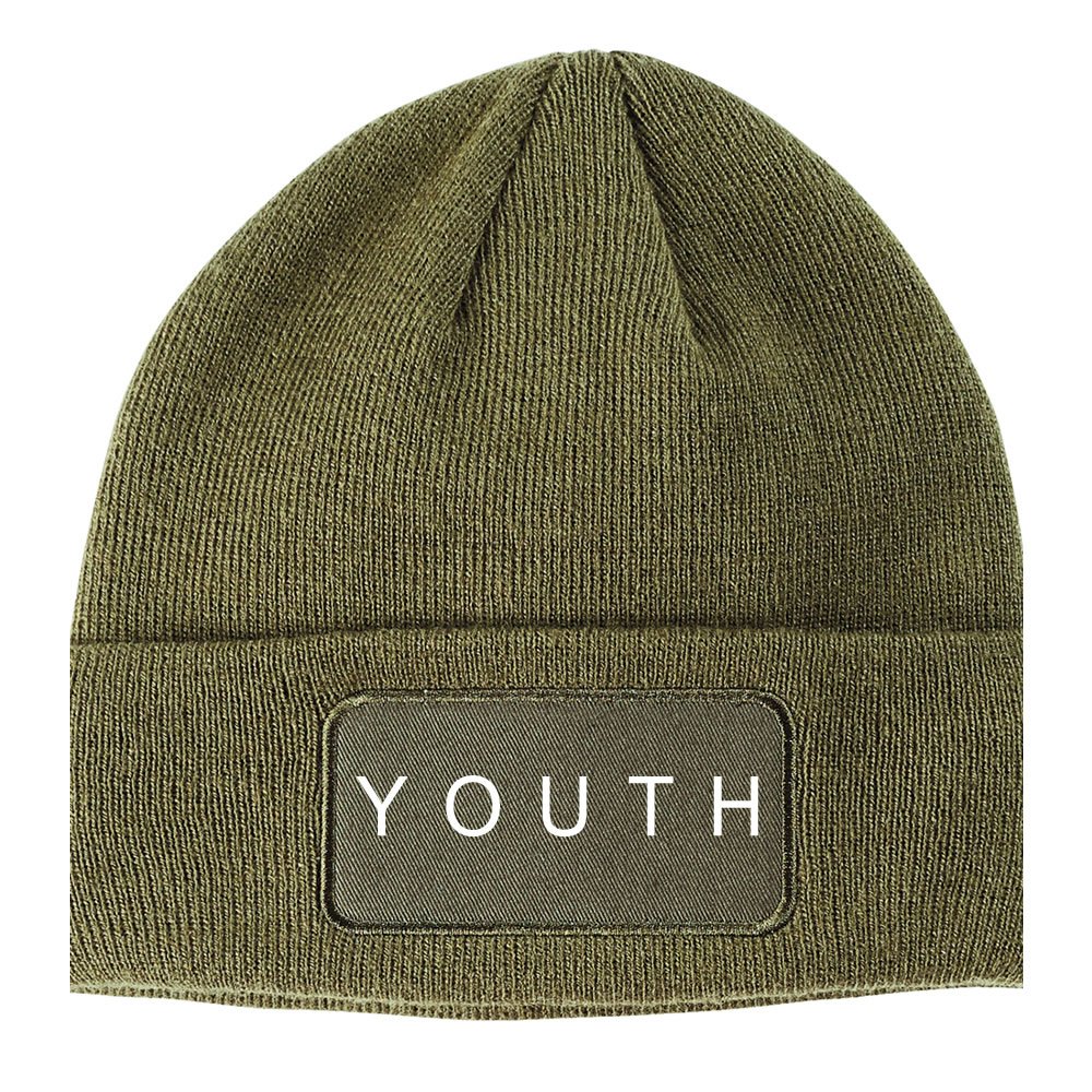 Kings Of NY Youth Winter Knit Beanie Hat Olive Green
