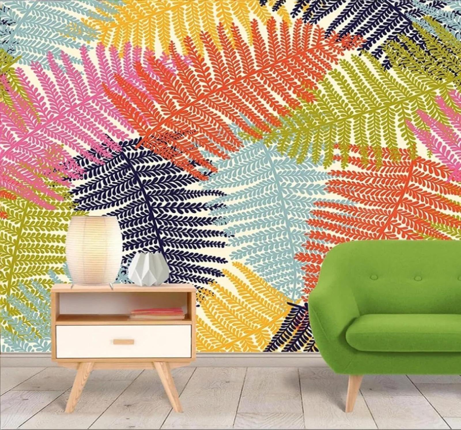 Minimalist Fresh Elegant Colourful Leaves 3D Wallpaper Easy Install Feature Office Living Room Sofa Bedroom TV Background Wall Decoration-150cm×105cm