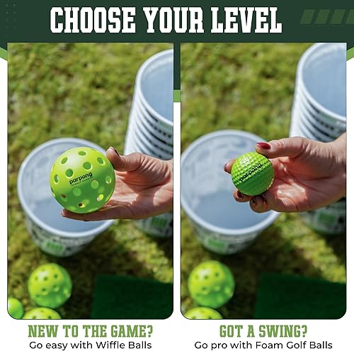 Miniatura 4 de Par Pong Juego de astillado de golf para patio trasero - Juego de golf al aire libre con 12 cubos, 2 alfombrillas de golpeo y pelotas de golf - para