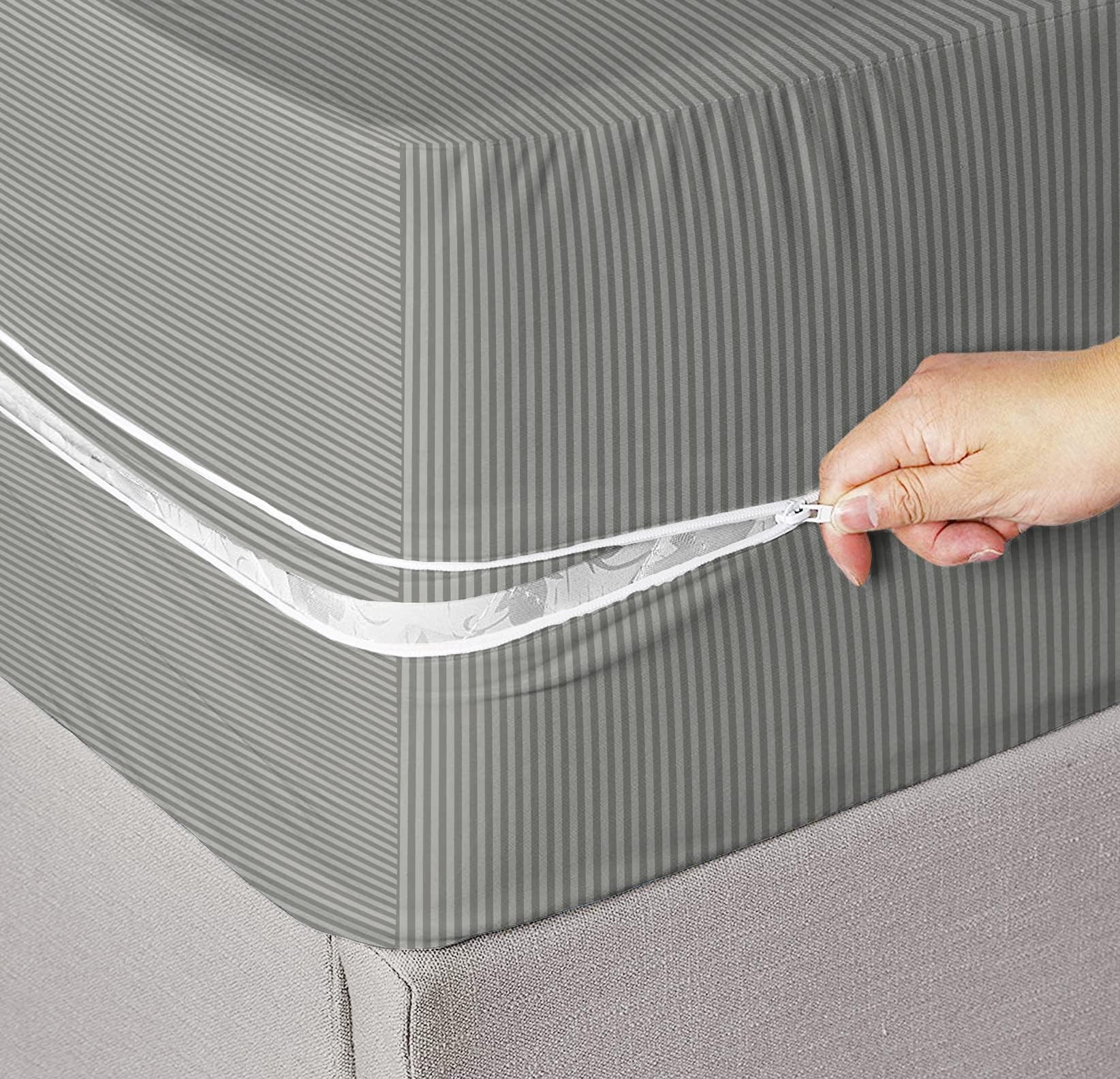 Premium Cotton Mattress Cover/Protector with Zipper Chain| Available in Provides All Around Protection with 360° Encasing |72"x36" (6x3 ft) - Pack of 1 - Grey