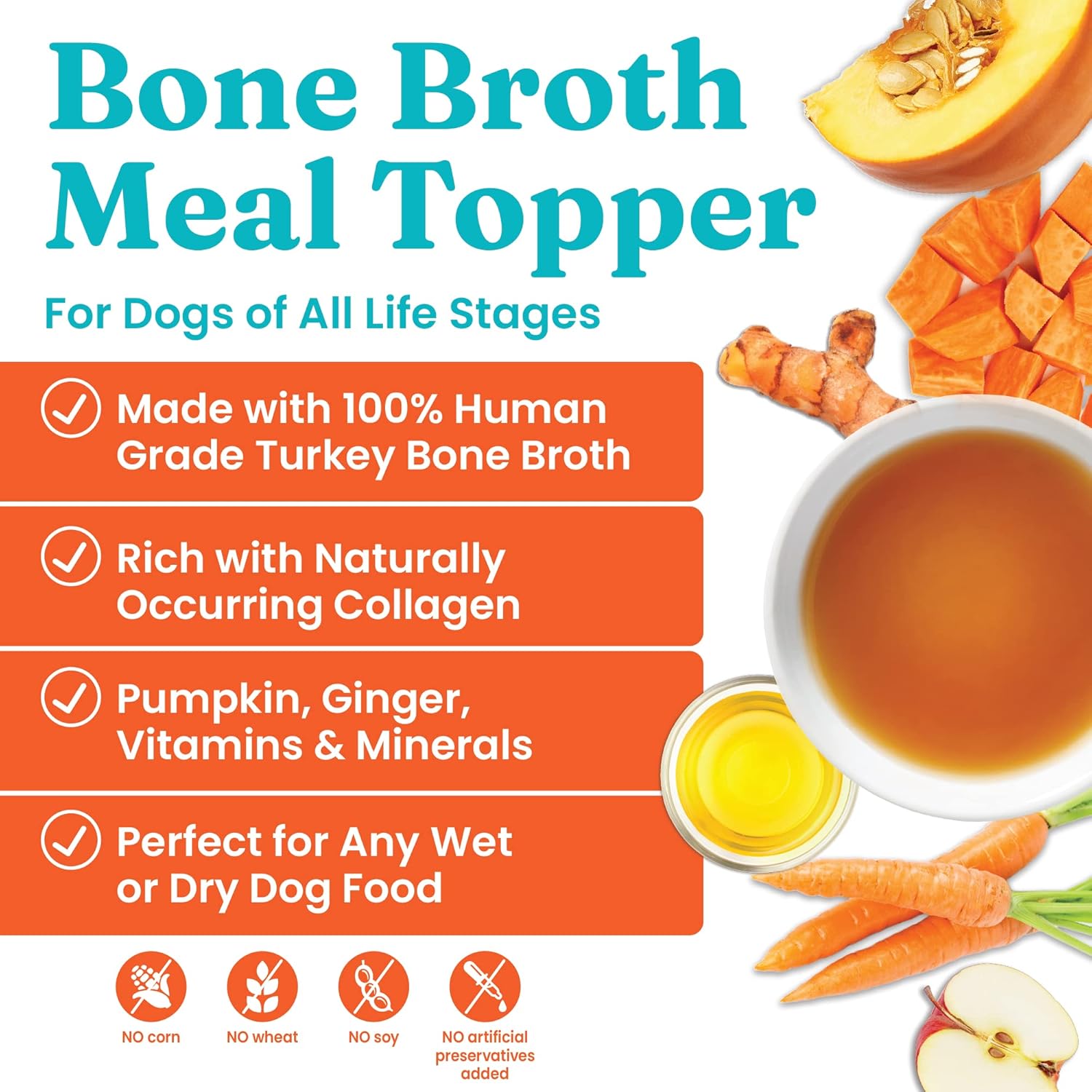 Solid Gold Bone Broth for Dogs - Dog Food Topper Rich in Collagen & Superfoods - Nutrient Dense Dog Gravy Topper for Dry Food - Promotes Gut Health & Hydration - Chicken, Turkey, & Beef 12 Packs