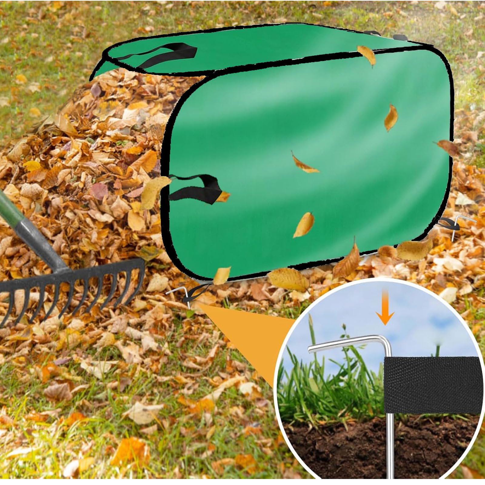 3X Bolsas para Hojas,Bolsas de Basura de jardín,80 galones,con 4 Asas,Resistentes al Agua,Resistente a Los Rayos UV,Reutilizables,Plegables,para residuos de jardín,césped,Hojas