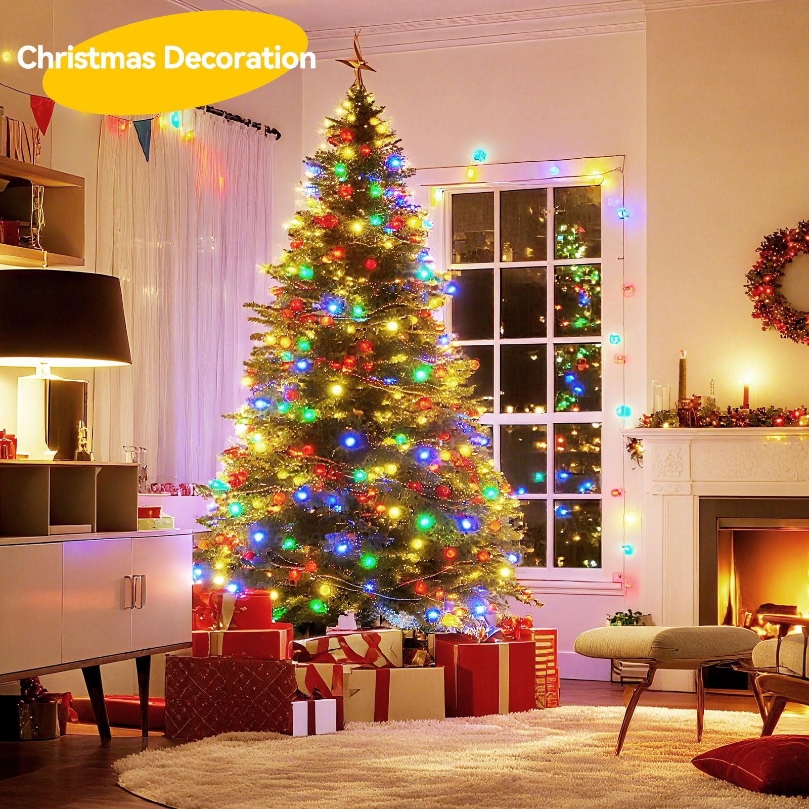 LitHome Lot de 8 guirlandes lumineuses multicolores à piles, 6 m 60 LED scintillantes à piles, 2 modes, étanche, pour intérieur et extérieur, Noël, mariage, chambre à coucher