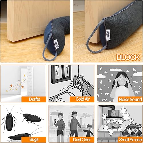Miniatura 5 de TORRAMI Tapón de aire de 38 pulgadas para puerta debajo de aislamiento inferior, 2.0 libras, sello de protección de tapón para puertas y ventanas,