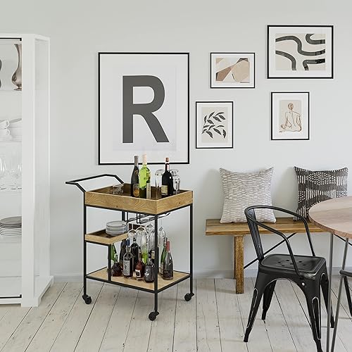 Miniatura 2 de SIMPLIHOME Barnes - Carrito de bar 29 pulgadas natural