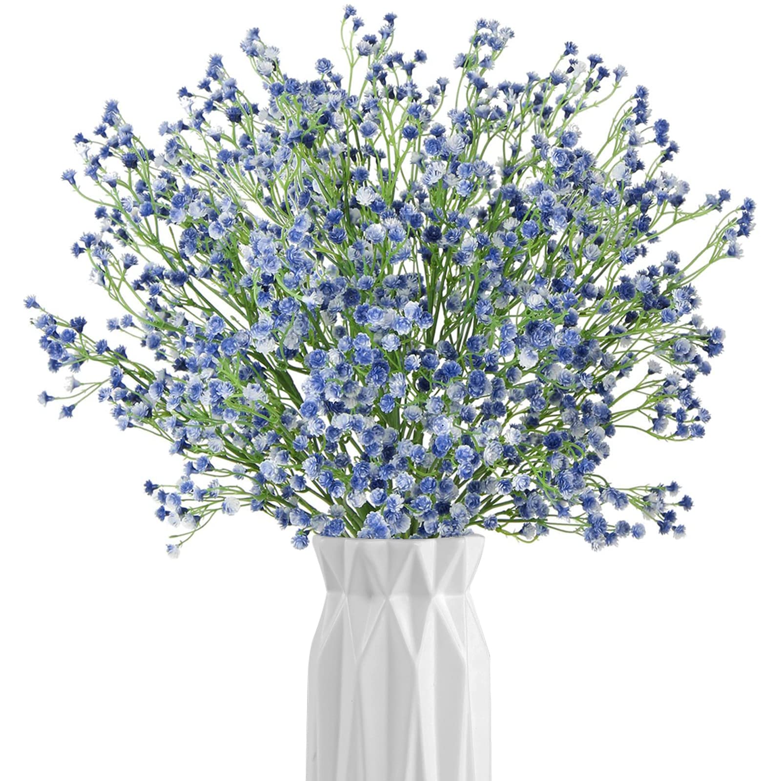 Garlag 10 Pack Artificial Flowers Babies Breath Gypsophila Flowers, Fake Flowers for Home Decor Wedding Party Office Decoration, DIY Wreath, Flower Arrangement (Blue)