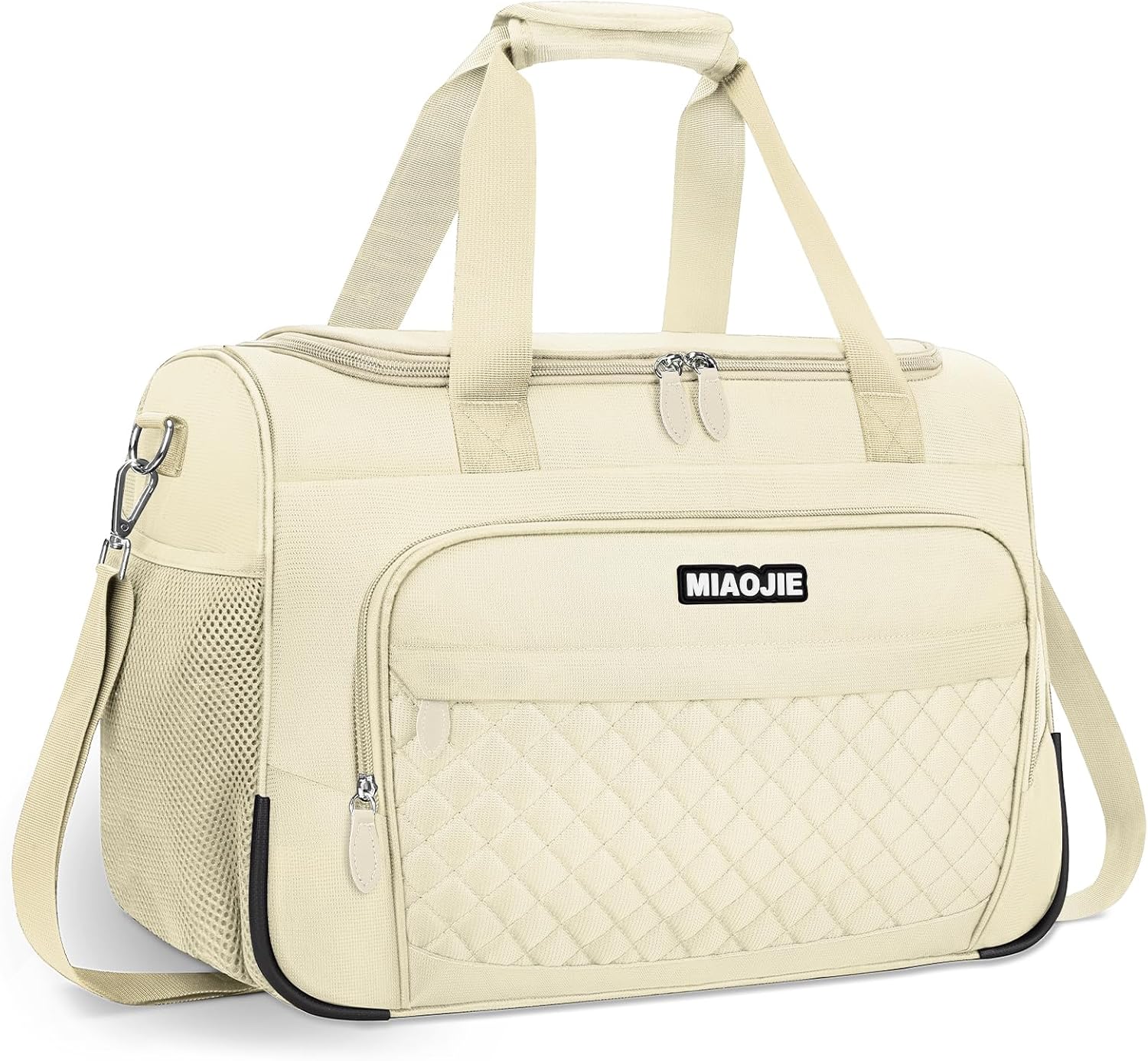 Travel Duffle Bag for Women, Underseat Carry On luggage Bag Foldable Overnight Weekender Hospital Bag Lightweight Airplanes Personal Item Travel Tote Bag for Women Birthday Gifts, 16IN Beige