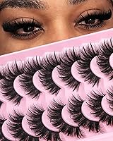 Vista 13 de Pestañas postizas 8D de visón de 0.787 pulgadas, pestañas postizas de volumen grueso, dramáticas, pestañas de ojo de gato, 7 pares de pestañas