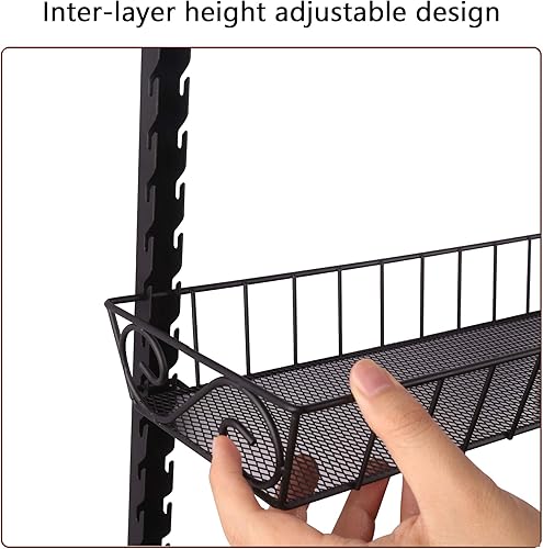 Miniatura 4 de SWOMMOLY  Estante de pared ajustable para especias, 3 niveles de doble uso (multiusos), color negro
