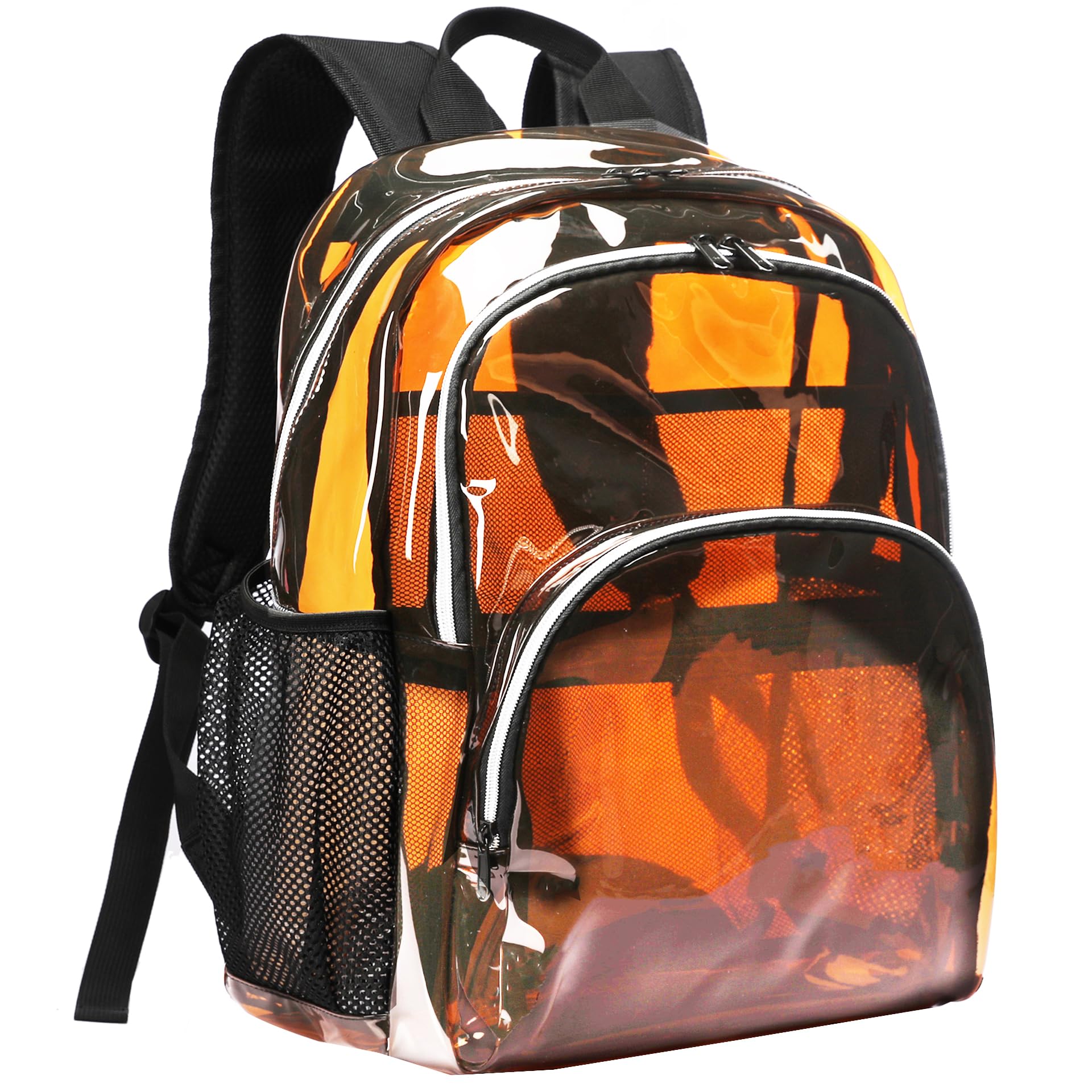 KUI WAN Clear Backpack, Clear Bag Stadium Large See Through Bookbag Heavy Duty PVC Transparent Backpacks for School