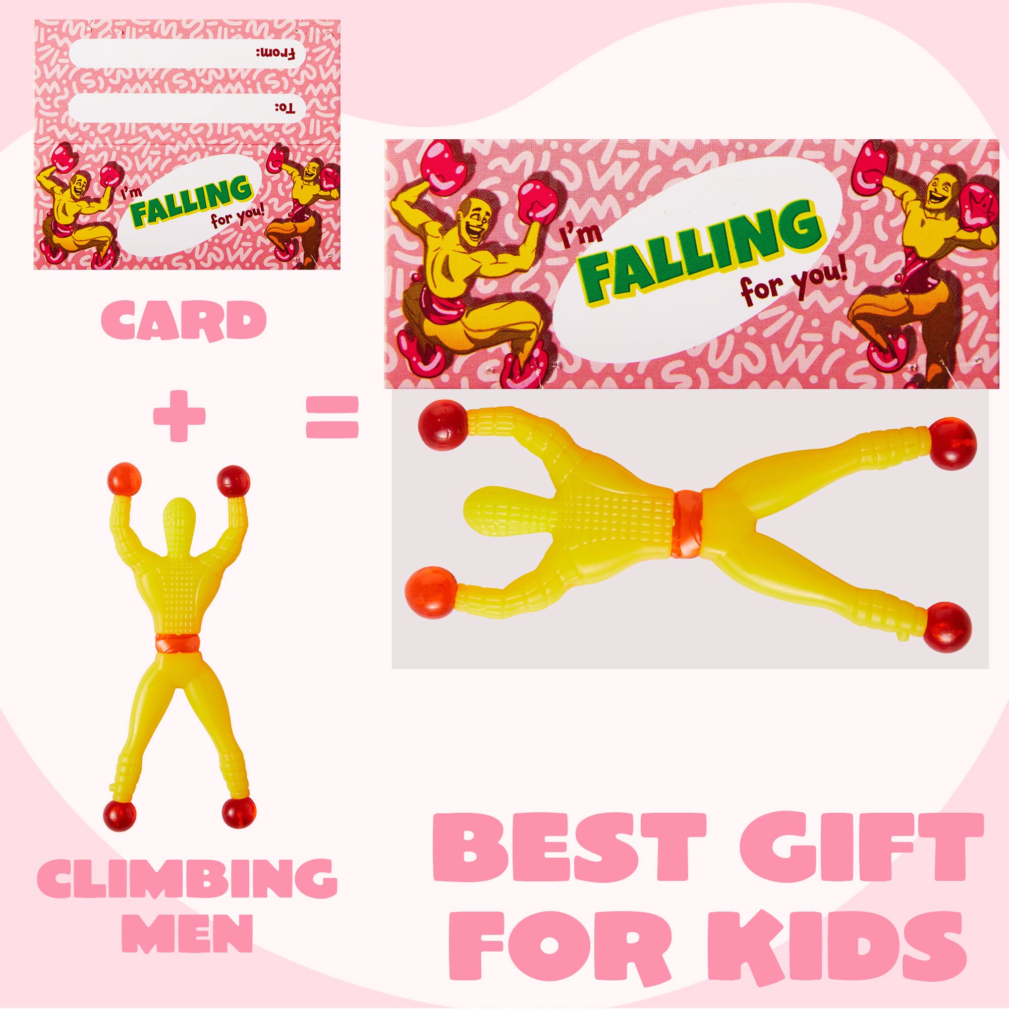 JOYIN 28 Stück Klebrige Wandkletter-Männer, Squishy-Spielzeug, Stressabbau-Spielzeug für Kinder, Valentinstagsparty-Geschenke, Klassenzimmer-Austauschpreise, Geschenk-Grußkarten