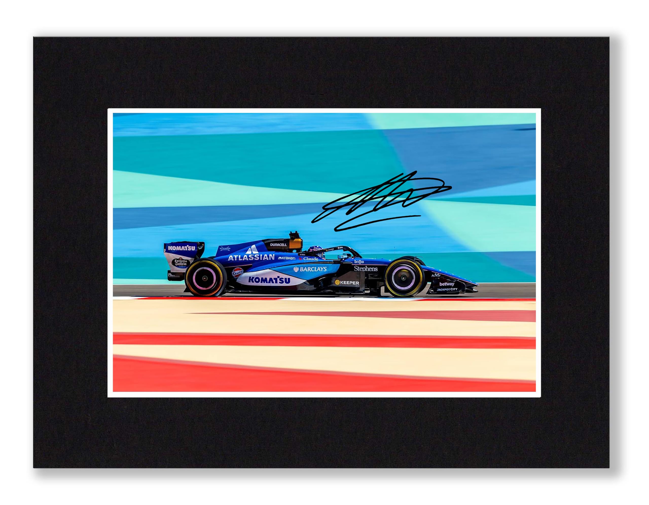 RJR PRINTS Alex Albon - Williams Formula One Signed 8x6 Inch Mounted Photo Print With Pre Printed Signature That Would Make A Great Gift For Any F1 Fan And Is Ready To Be Framed