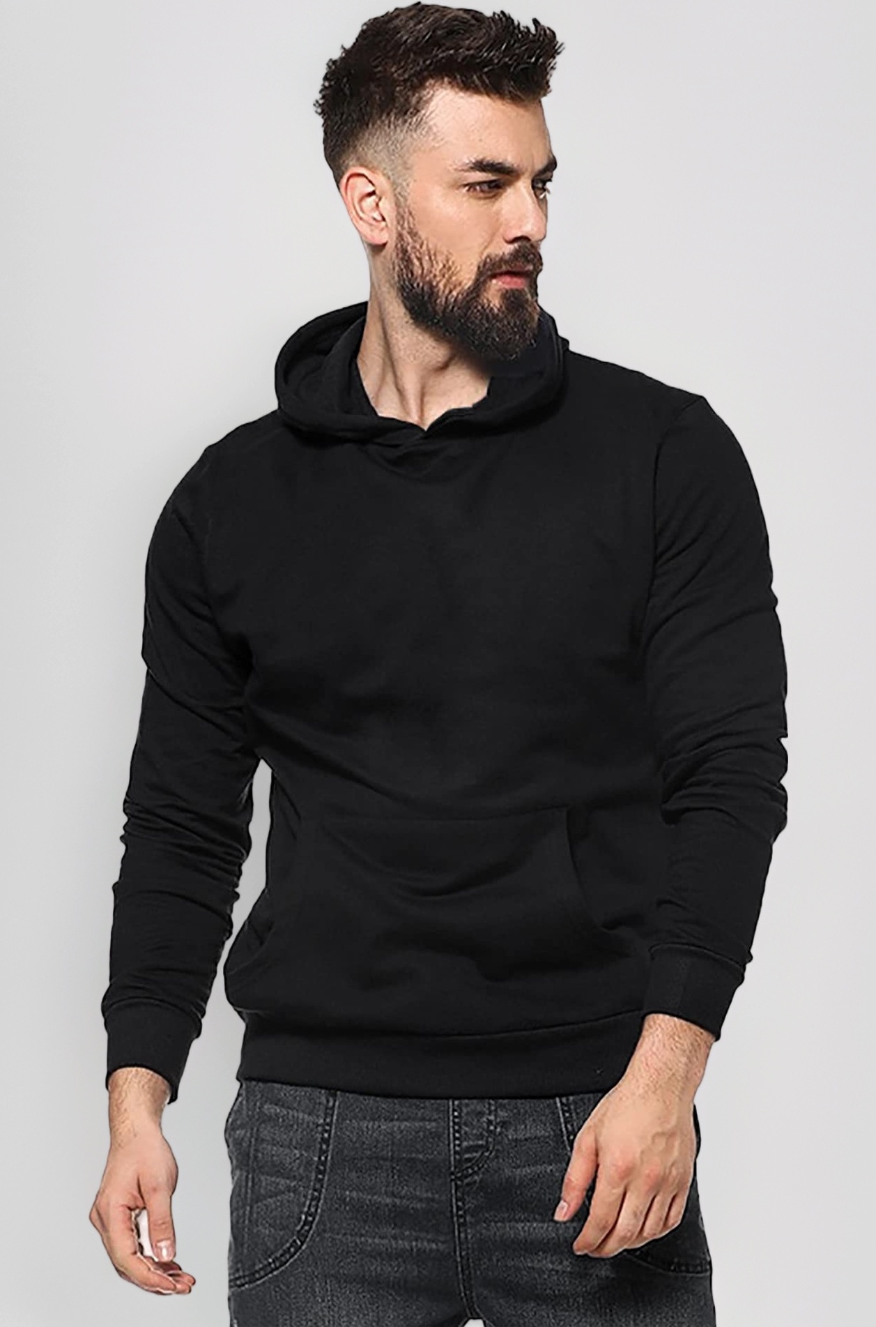 Stylist Men's Loopknit Full Sleeve Hooded High Neck Sweatshirt