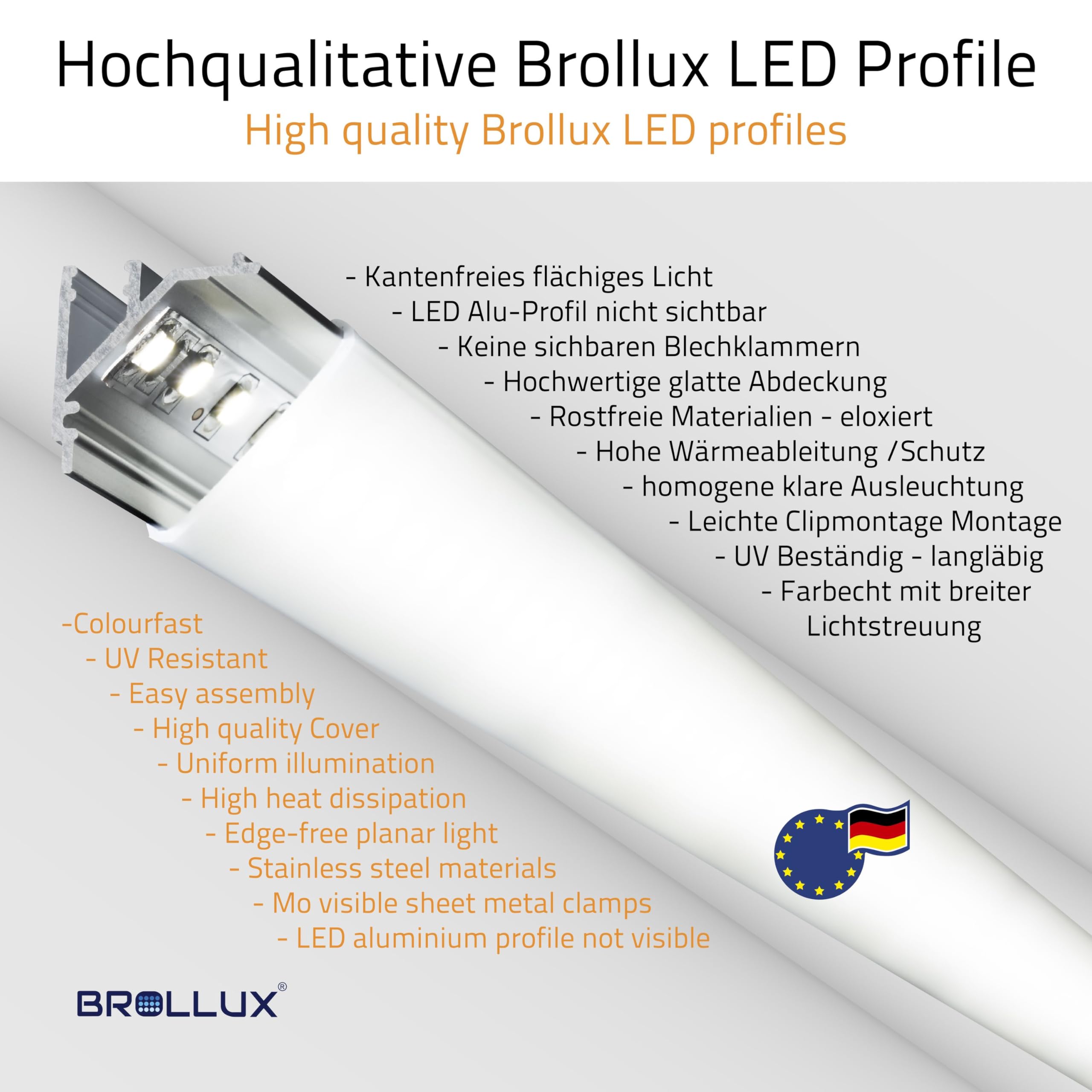 Perfil de esquina de LED V24, juego 10x100cm, perfiles de aluminio de 45 grados para la tira de LED como tira de luz