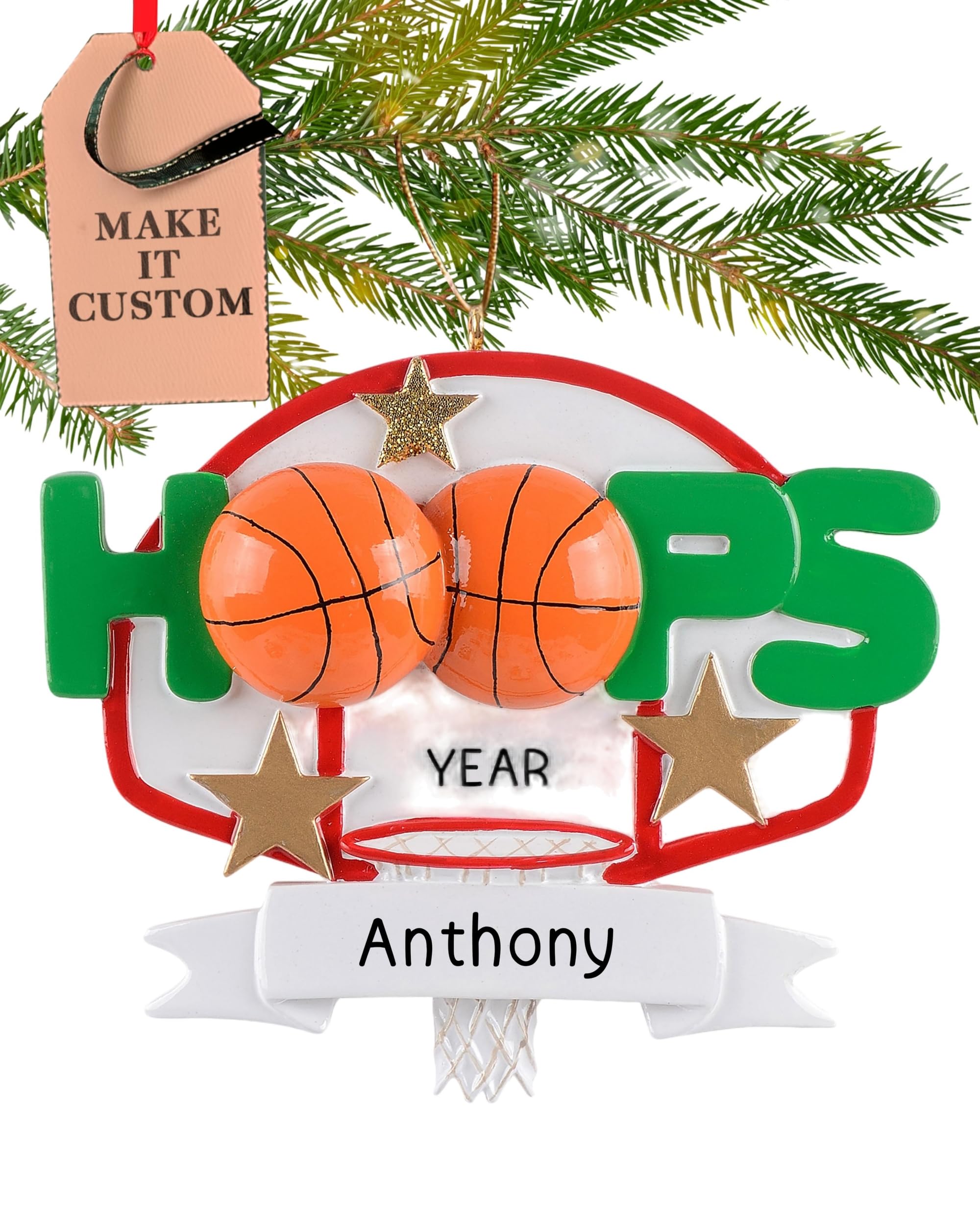 Personalized Basketball Ornament 2026 | 24h Customized, Laser Engraved Sport Christmas Ornaments for Tree | Custom Basket Ball Net Keepsake Gift for