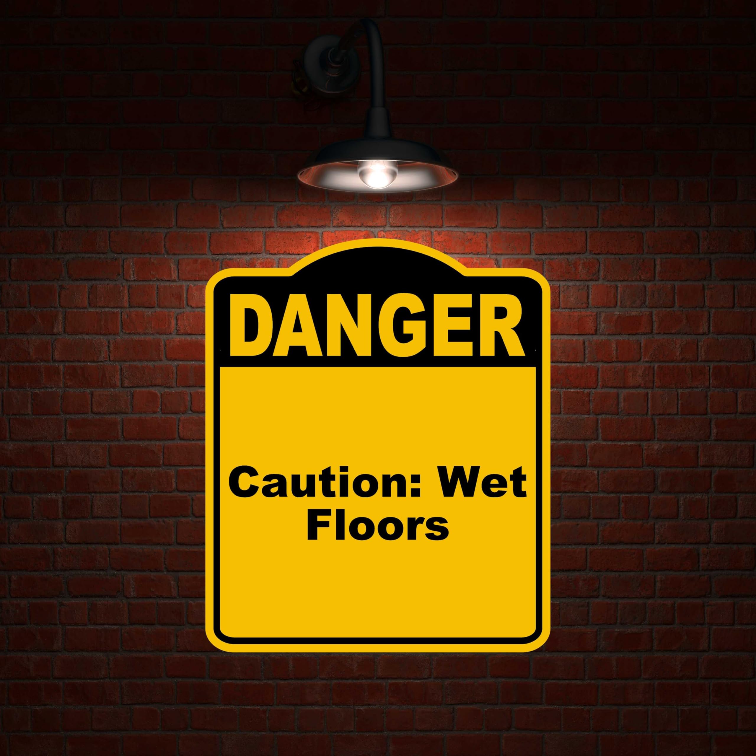 Caution Wet Floors Danger Yellow Black Aluminum Composite Sign 8.5 x 10 inches