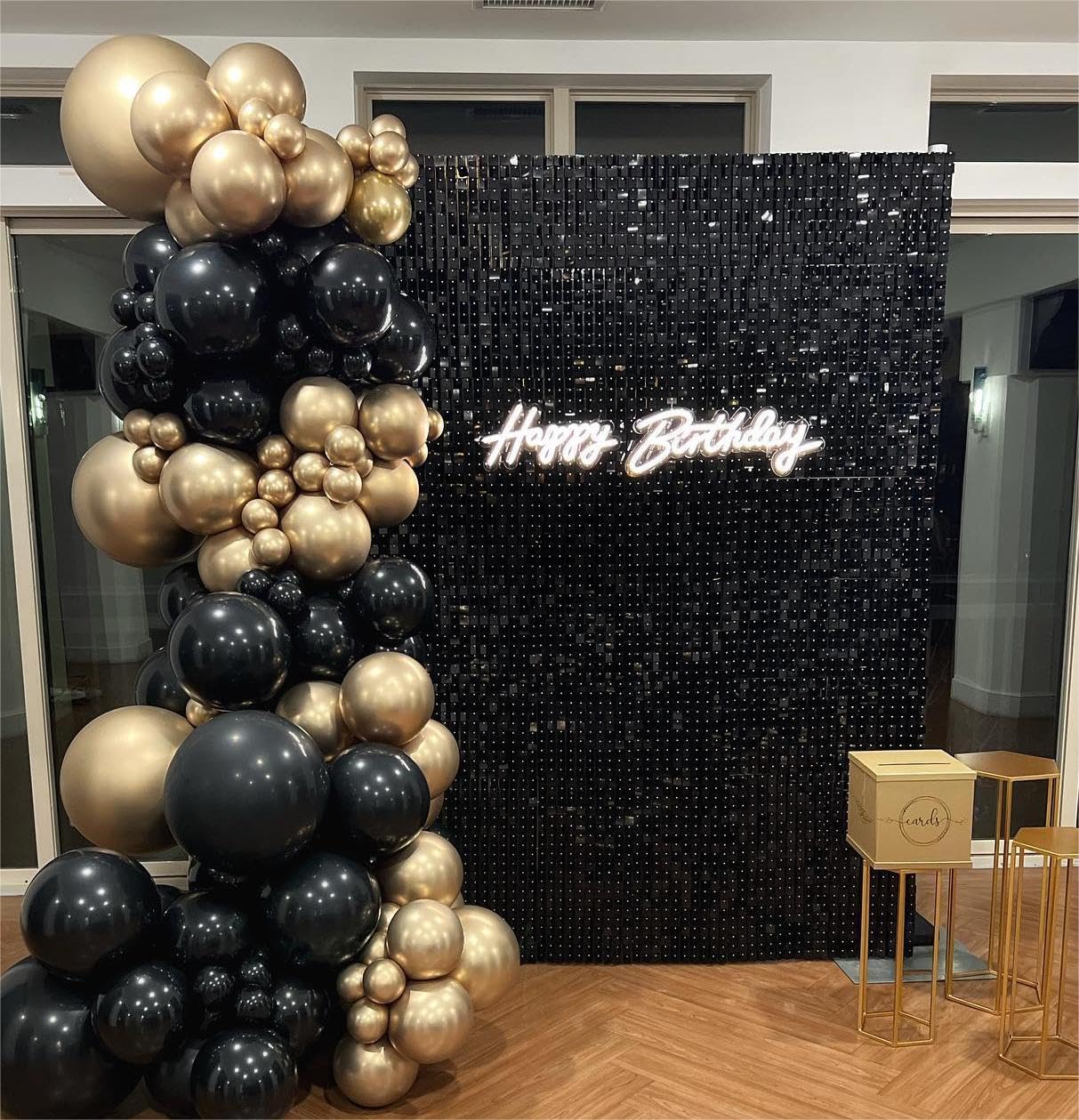Kate Panneau Mural Scintillant Carré à Paillettes - Noir Fond Photo Brillant Décoration pour Anniversaires, Fêtes, Mariages et Festivités 30×30 cm (24 Pièces)