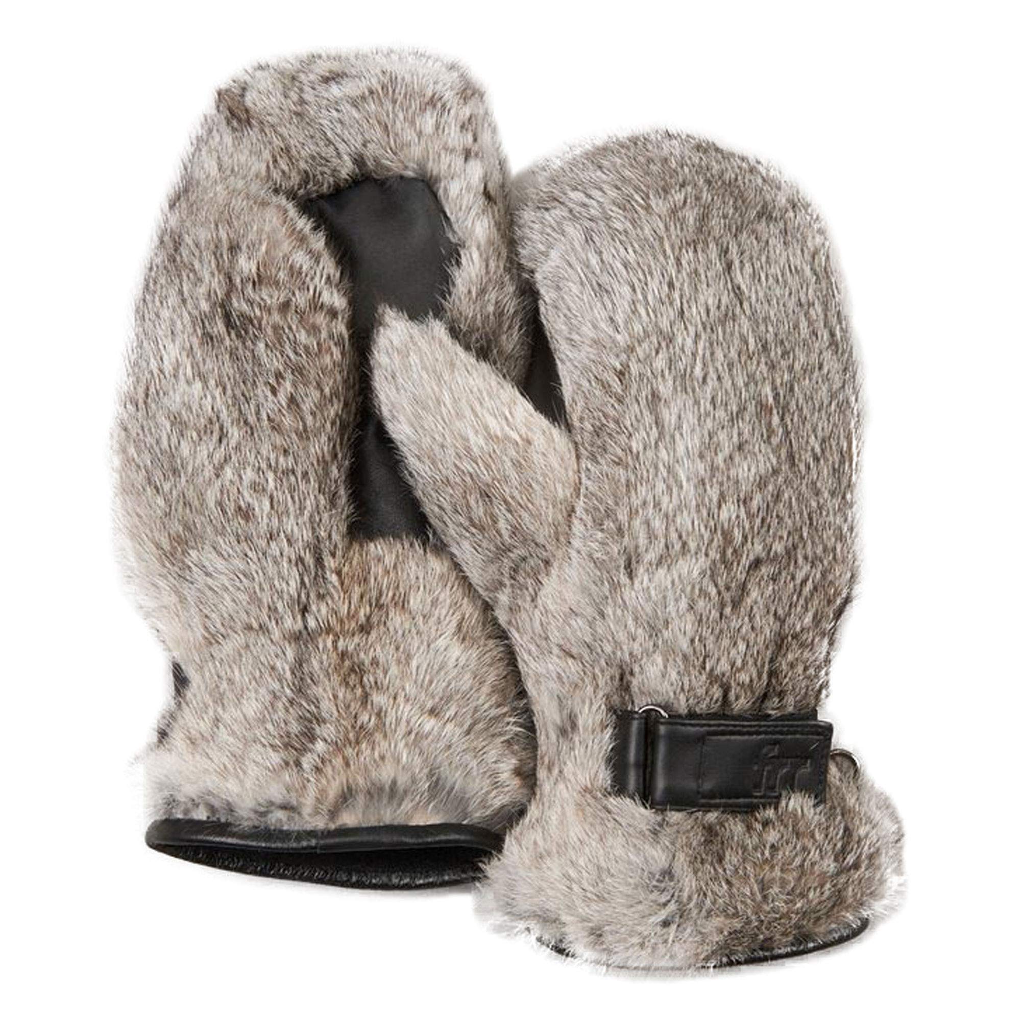 frr Men's Grey Rabbit Fur Mittens - L/XL
