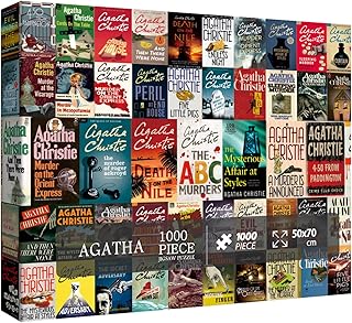 Murder Mystery Jigsaw Puzzle 1000 Pieces Adult, Agatha Christie Book Cover Puzzle, Agatha Christie Horror Movie Puzzle as Gifts for Book Lovers