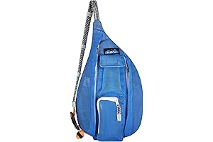 KAVU Mini Beach Rope Bag Mesh Crossbody Sling Backpack in Atlantic Blue