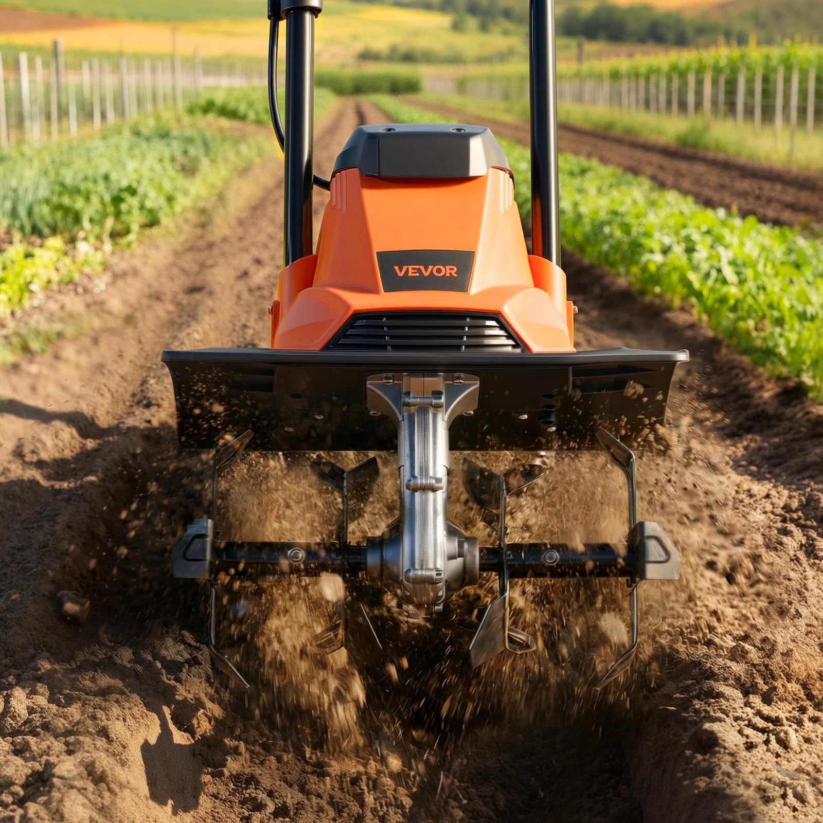 VEVOR Motoazada Eléctrica 1200 W, 36 cm de Ancho de Trabajo, Profundidad de 22 cm, Mango Plegable, Cuchillas Escarificadoras, Interruptor de Seguridad, Motocultor Cultivadora para Jardín Huerto Césped