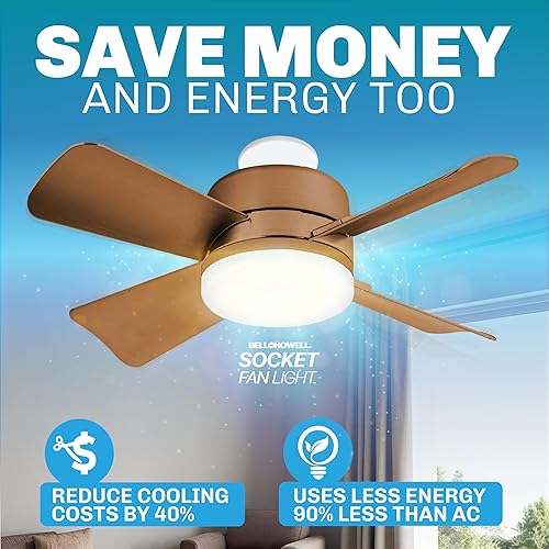 Miniatura 10 de Ventilador de luz  Ventiladores de techo de luz cálida con luces, ventilador de techo con luz de repuesto para bombillaventilador de techo para