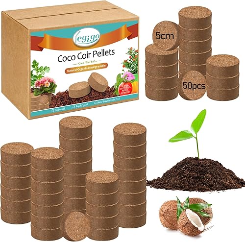 Legigo 50 Pz 50mm Bolitas de Coco Fibra de Coco para Mezcla de Suelo de Inicio de Semillas - Tierra de Coco Orgánica en Pods para Planta de