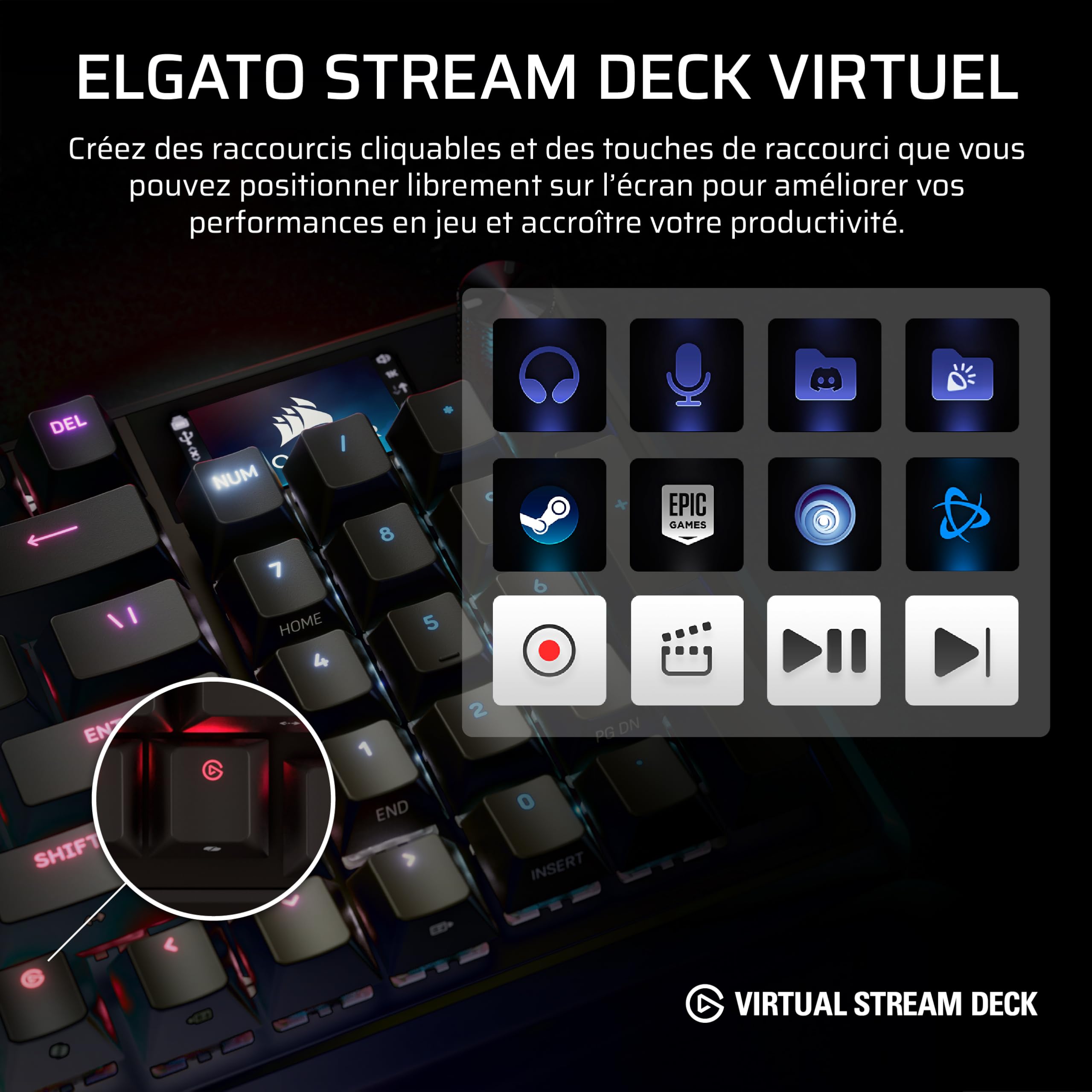 Corsair Vanguard Pro 96 Hall Effect Clavier de Jeu Mécanique Filaire Noir | AZERTY FR, 96%, MGX Hyperdrive Commutateurs, Interrogation 8 000 Hz, Rapid Trigger, Stream Deck Virtuel, SOCD Flashtap