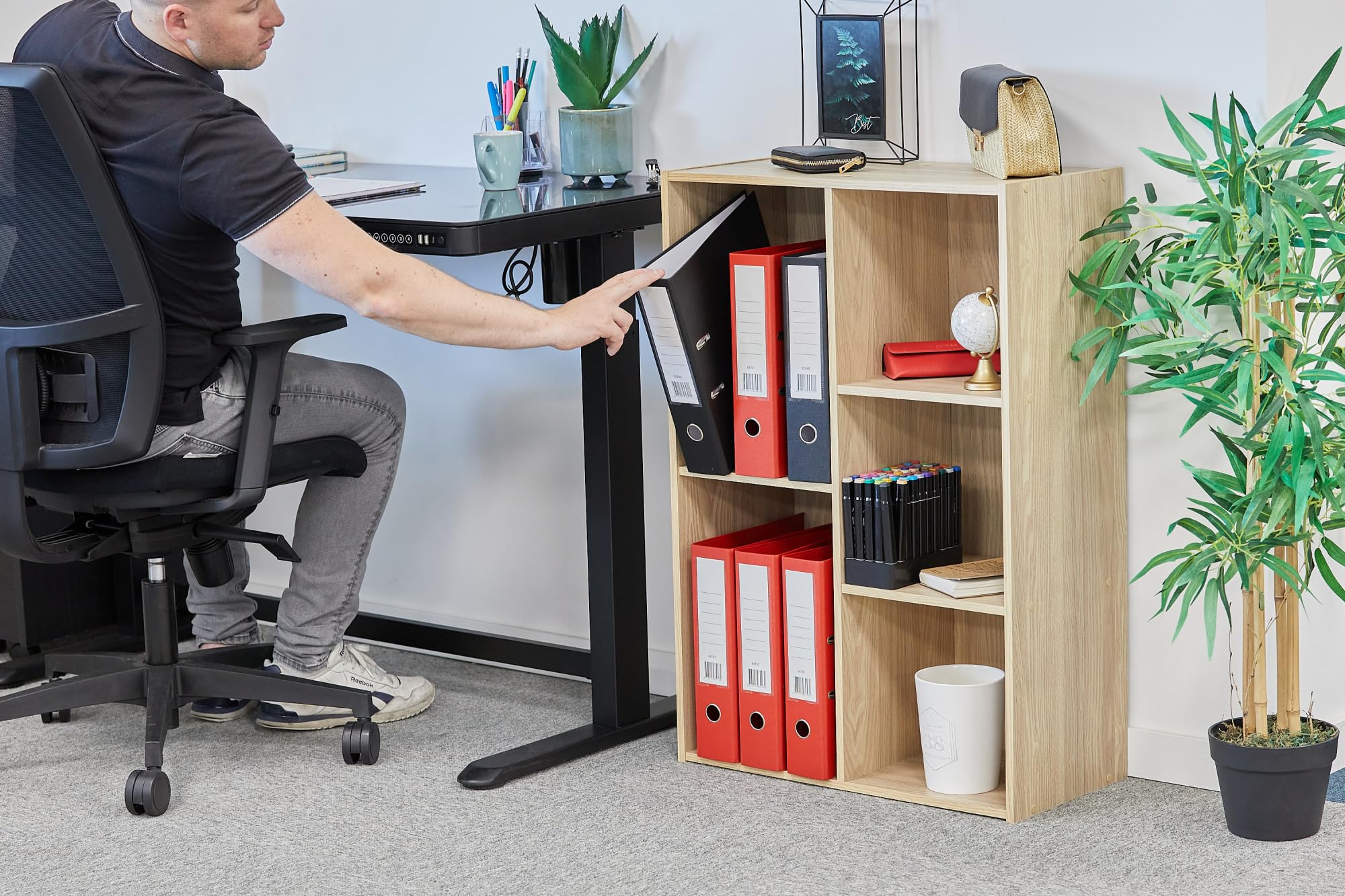 Iris Ohyama Mobile,librerie larghe 60 cm, Scaffale Angolare da Parete in Legno, 5 Livelli, Marrone Chiaro, Polivalente, Modulare, Aperto, Per Soggiorno, Ufficio, Libri, CD, Montaggio Facile, CX-23C
