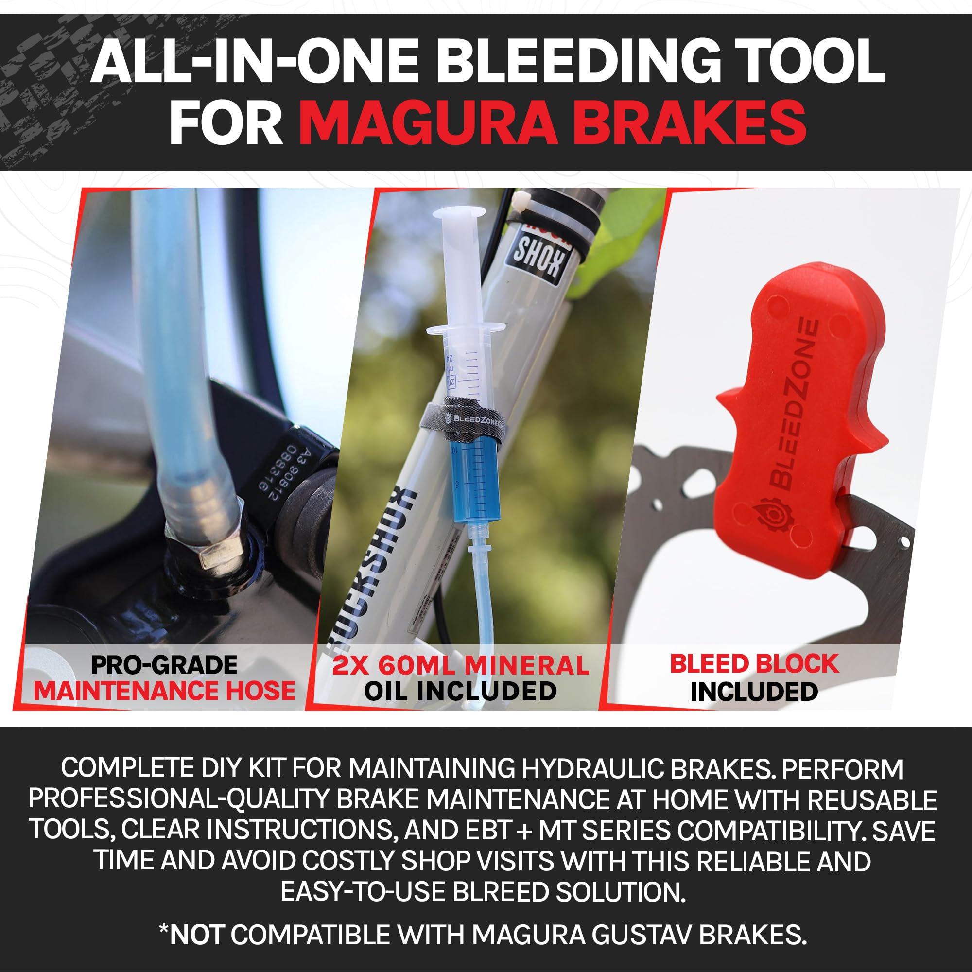 BleedZone - Zestaw odpowietrzający do hydraulicznych hamulców tarczowych Magura